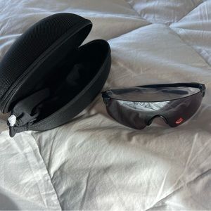 Oakley NIB EvZero Blades Silver/Blue Frame Prizm Road Black Lens